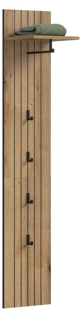 Station Wandgarderobe 4 Haken Eiche Nachbildung.