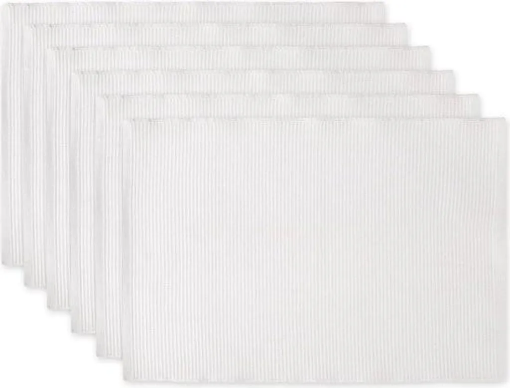Set 6 Tovagliette a Coste 100% Cotone Bianco 33x48 cm | Qualità Premium