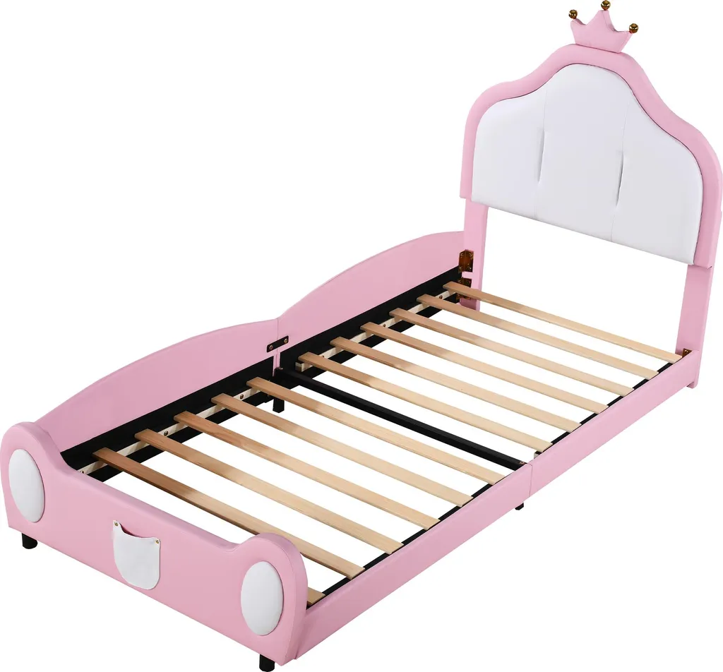 Lit de transition 90x200 cm pour chambre d'enfant rose avec tête de lit