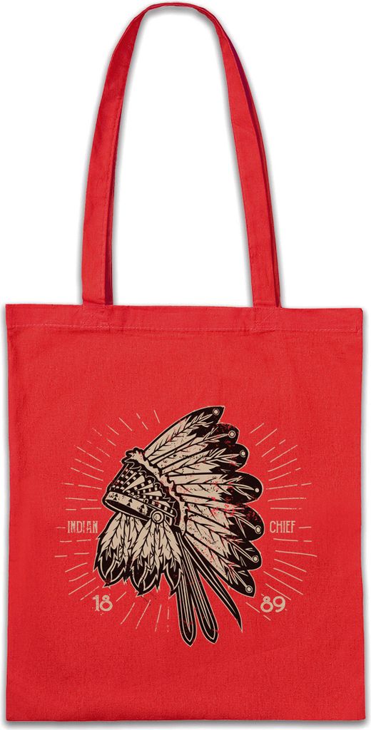 Urban Backwoods Indian Chief Hat, Stofftasche, Farbe: Rot