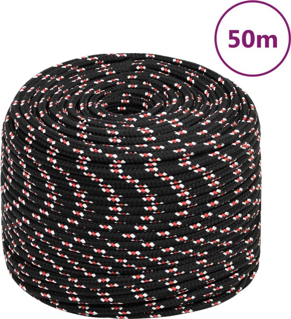 vidaXL Corde de bateau noir 6 mm 50 m polypropylène Image du produit 