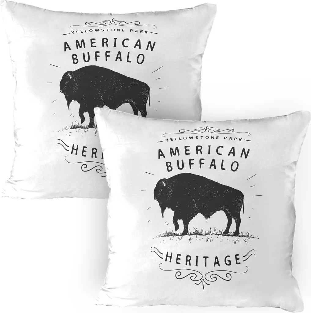 Set 2 Federe ABAKUHAUS 80x80 per Famiglia | Motivo Bisonte