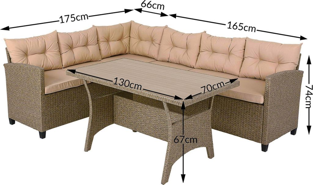 CASARIA® Polyrattan Ecklounge Set WPC Esstisch Ecksofa 2 Produktbild 6