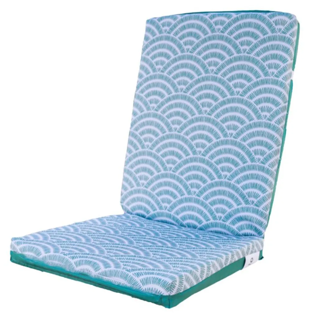 Coussin de Chaise à Motif Éventails Verts 95x40 cm - Ensemble de 4
