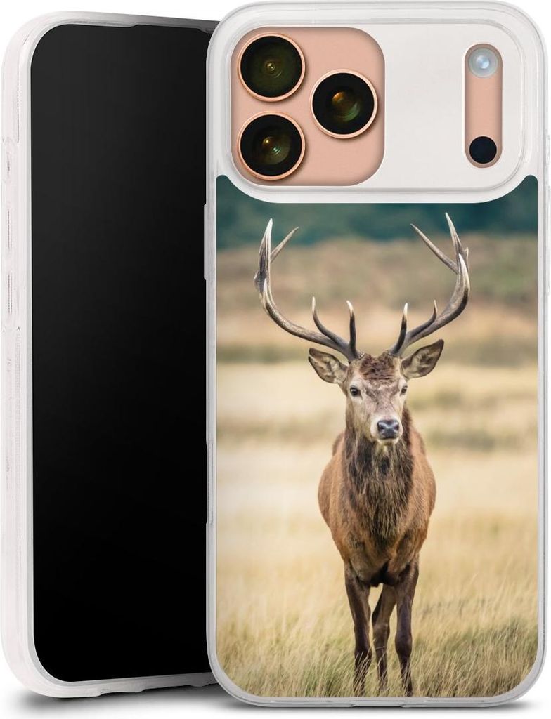 DeinDesign Slim Hülle für Apple iPhone 17 Pro Max Silikon Case Ultra Dünn Handyhülle Hirsch Wald Wiese