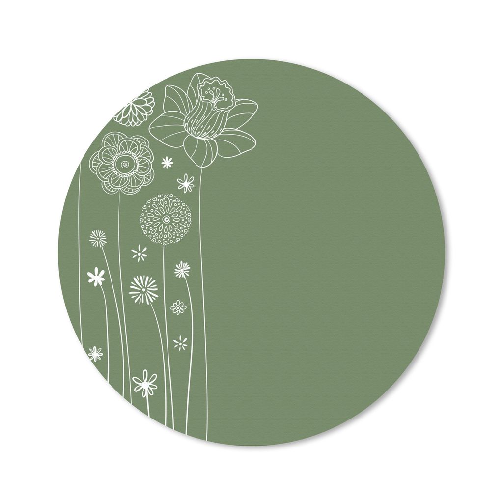 MuchoWow Mauspad Mousepad Illustration eines Blumenmusters in Grün 20x20 cm - Mousepads - Maus Mat - Pad - Mausunterlage - Schreibtischmatte