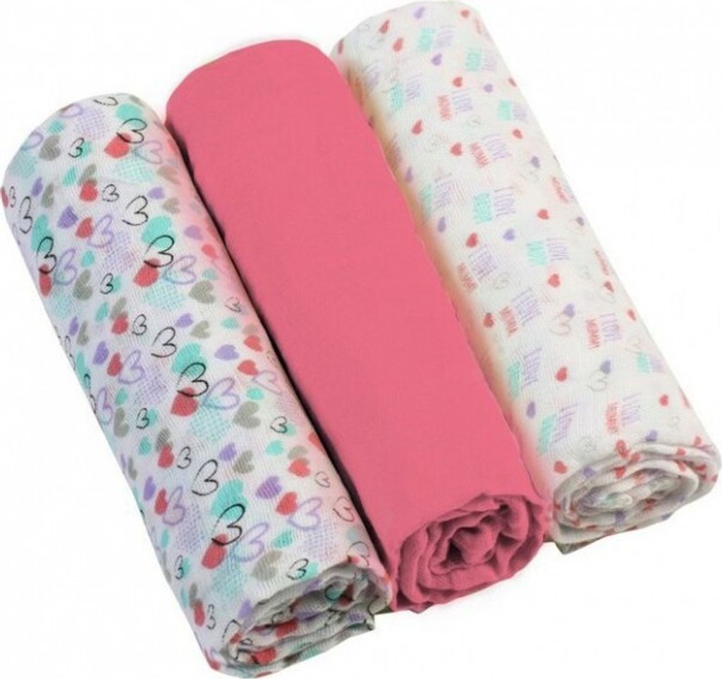Pañales de muselina, extra suaves, color rosa, 3 unidades / Imagen del producto 