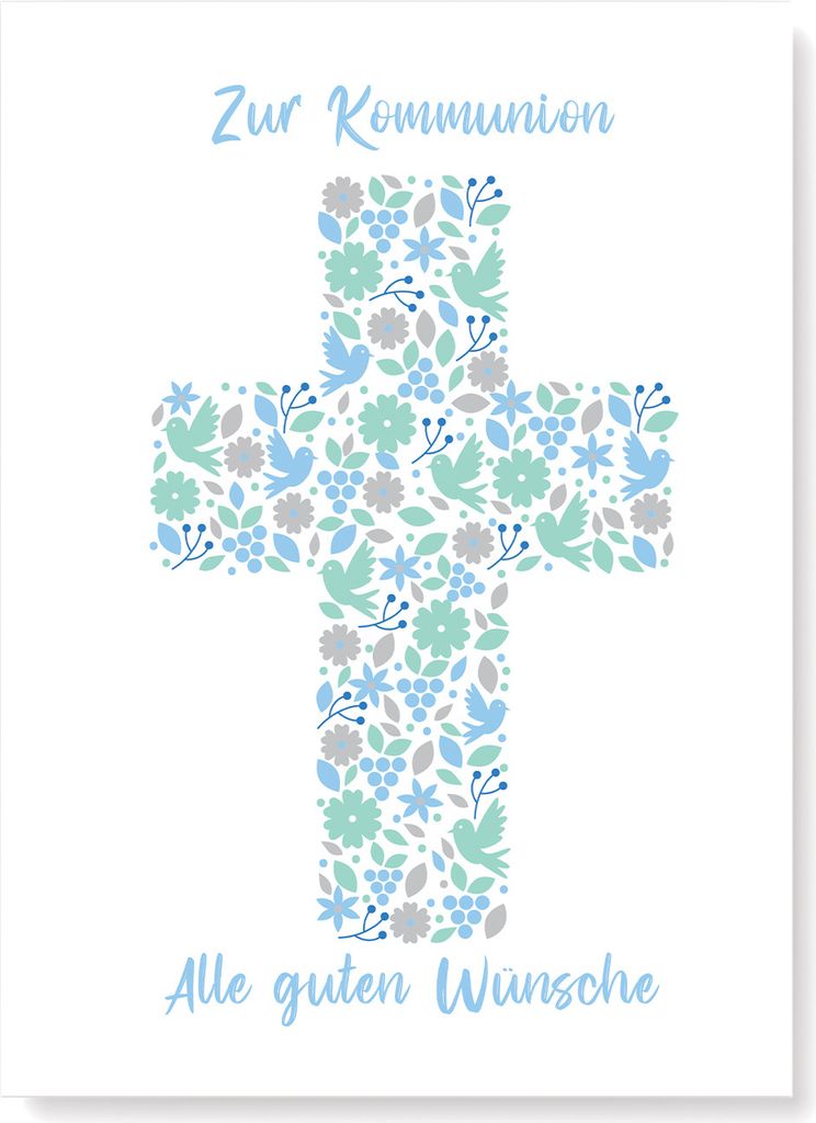 Friendly Fox Karte zur Kommunion Junge, 1x Kommunionskarte mit Umschlag, Karte Kommunion Junge