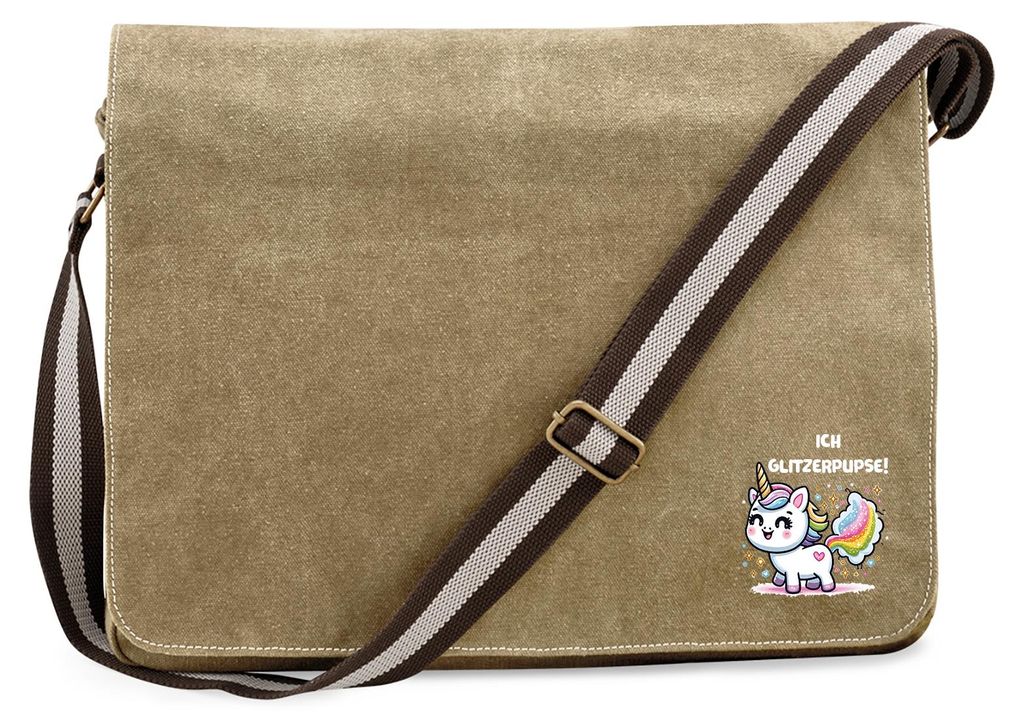 Huuraa Umhängetasche Ich Glitzerpupse Einhorn 14 Liter Sahara Canvas Laptoptasche Geschenkidee