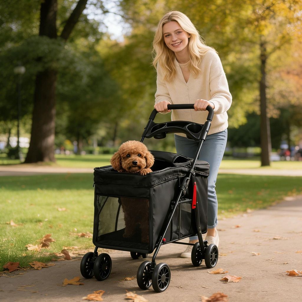 2 in 1 Klappbar Hundewagen Hundebuggy Bis 20kg,Pet Stroller Produktbild 