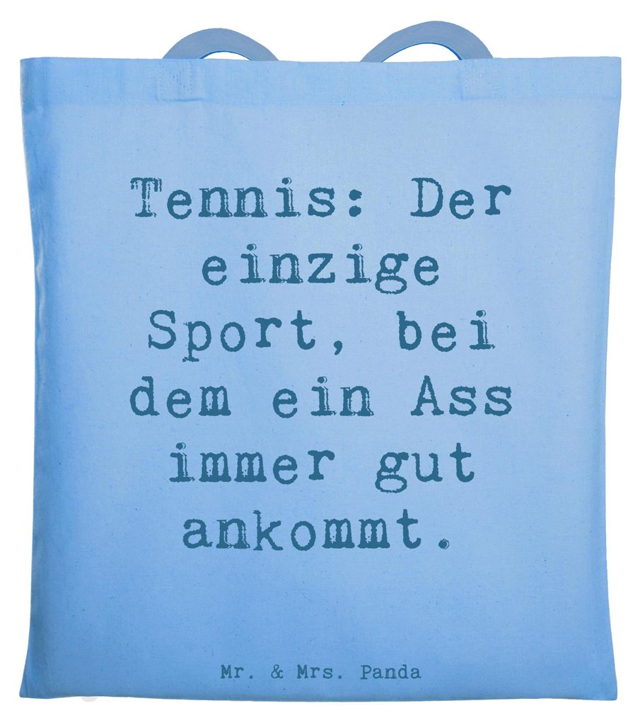 Mr. & Mrs. Panda Tote Bag Spruch Tennis Ass - Sky Blue - Geschenk, Sportart, Humor, Schultasche, Tasche, Ausrüstung, Shopping, Sportler, dokumente...