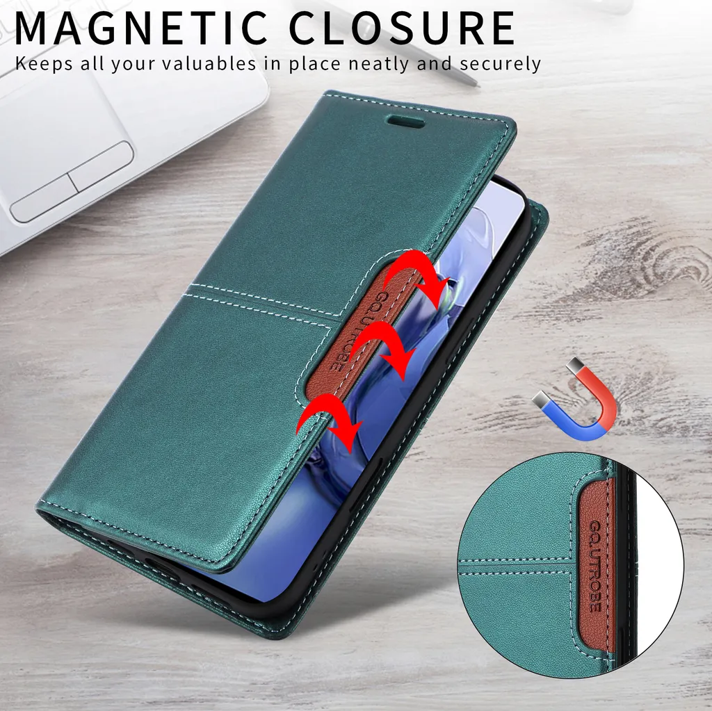 Custodia Flip Xiaomi 11T Pro Verde - Cover Magnetica Slim con Supporto - 4