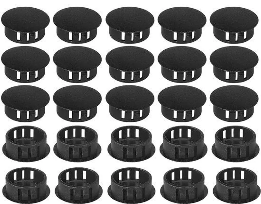 Cache-vis nylon noir 16 mm pour mobilier et déco - Lot de 25 pièces