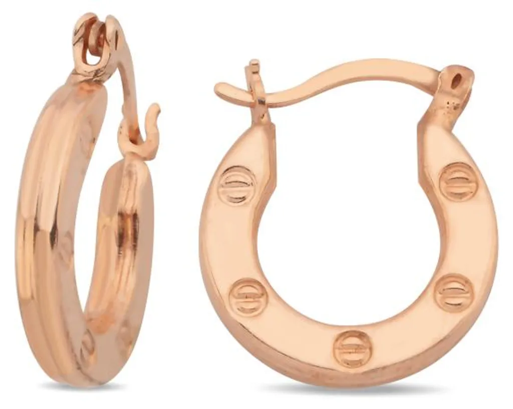 Boucles créoles en argent 925 finition or rose, système charnière chic
