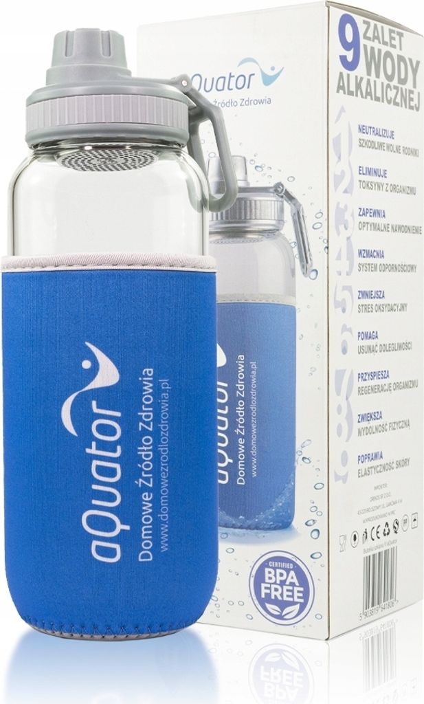 Aquator 1L Glasflasche Mit Schutzhülle Für Bpa-Ionisiertes Wasser