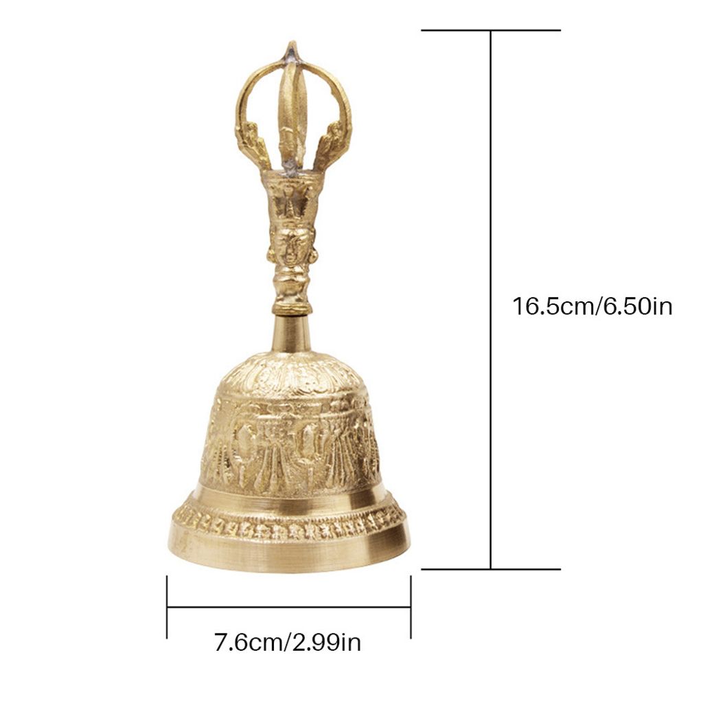 Handgefertigte Messing Handglocke im Retro-Stil, 7,6x16,5 cm, klarer Klang