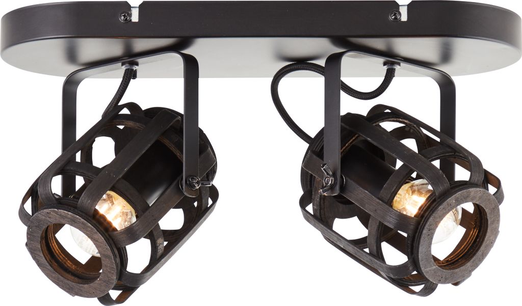 BRILLIANT schwarze Deckenleuchte WOODROW im Nature Style | Bambus Balkenstrahler mit schwenkbaren Kopf | 36cm Breite |2x E14 Fassung max. 42 Watt |...