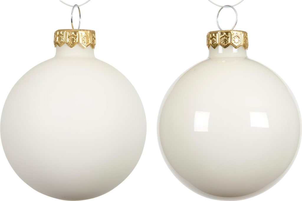 Weihnachtskugeln Glas 10cm 4 Stück - Wollweiß Produktbild 