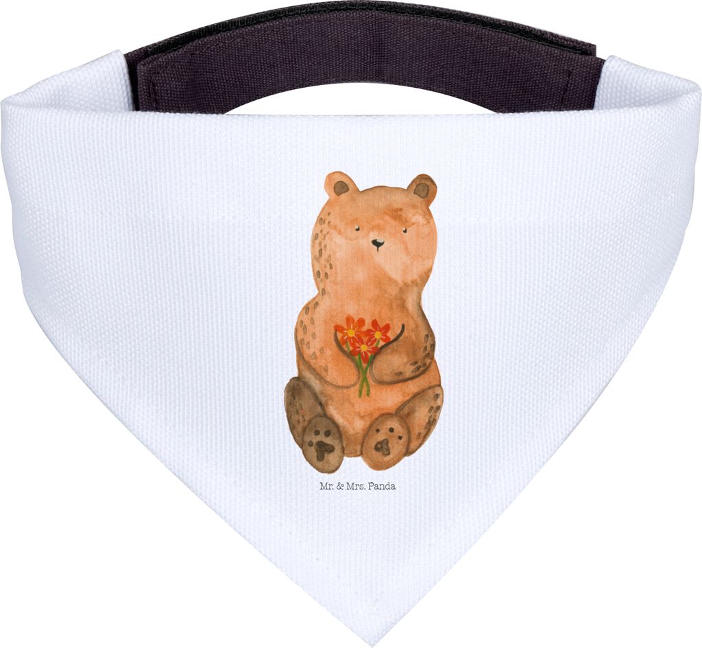 Mr. & Mrs. Panda Dreieckstuch Bär Dankbar - Weiß - Geschenk, Teddy, Danke, Halstuch für Hund, Blumen, Hunde, Hundehalstuch, Dankeschön, Bandana