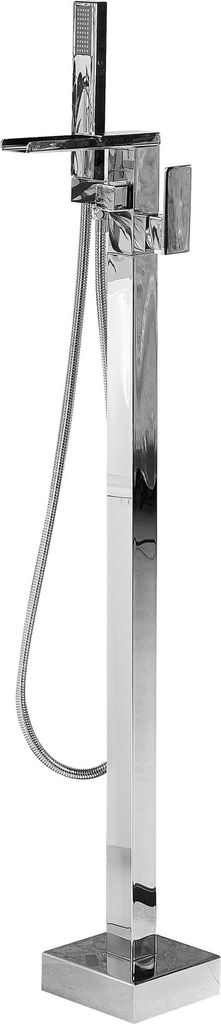 BELIANI Badewannenarmatur Freistehend glänzend verchromt Silber futuristische gerade Form Edelstahl Enhebelhandmischer Standhandbrause Modern Zeitlos
