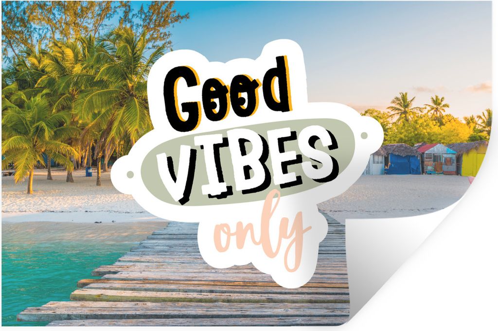 MuchoWow Wandtattoo Wandsticker Wandaufkleber Sommer - Sprichwörter - Strand 90x60 cm Selbstklebend und Repositionierbar - Aufkleber