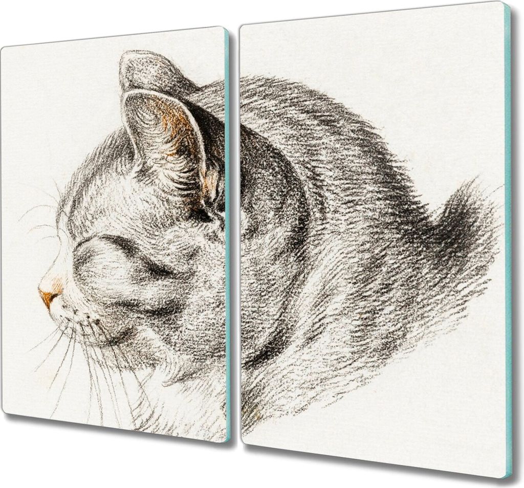 Coloray Schneidebrett Herdabdeckplatte 2x30x52 cm Kochplattenabdeckung Küchenbrett Hackbrett - Haustier Katze