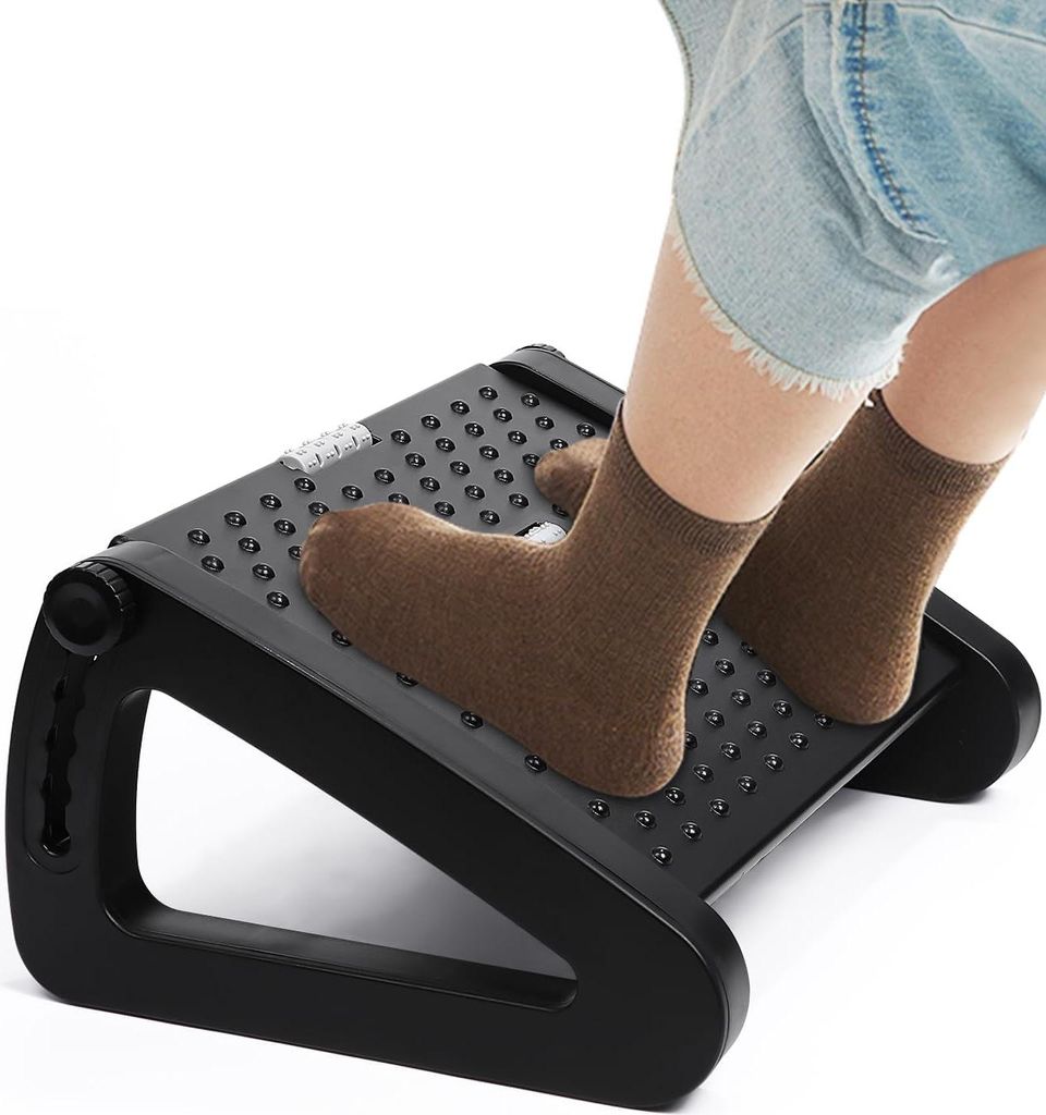 Verstellbare Fußstütze für Schreibtisch und Hocker - 6 Stufen, rutschfest, verbessert die Blutzirkulation in den Beinen, für Zuhause und im Büro