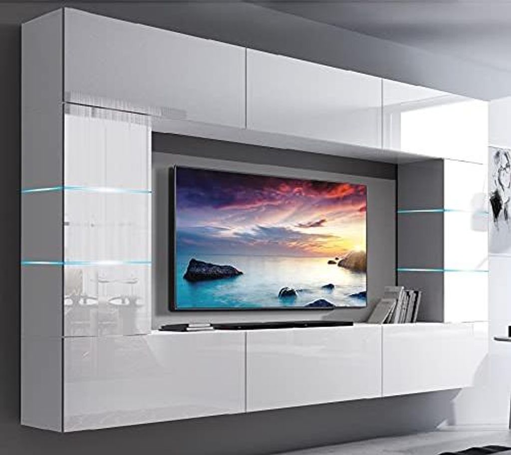 Furnitech Wohnwand Wohnzimmer - Wohnzimmer Möbel mit LED Produktbild 