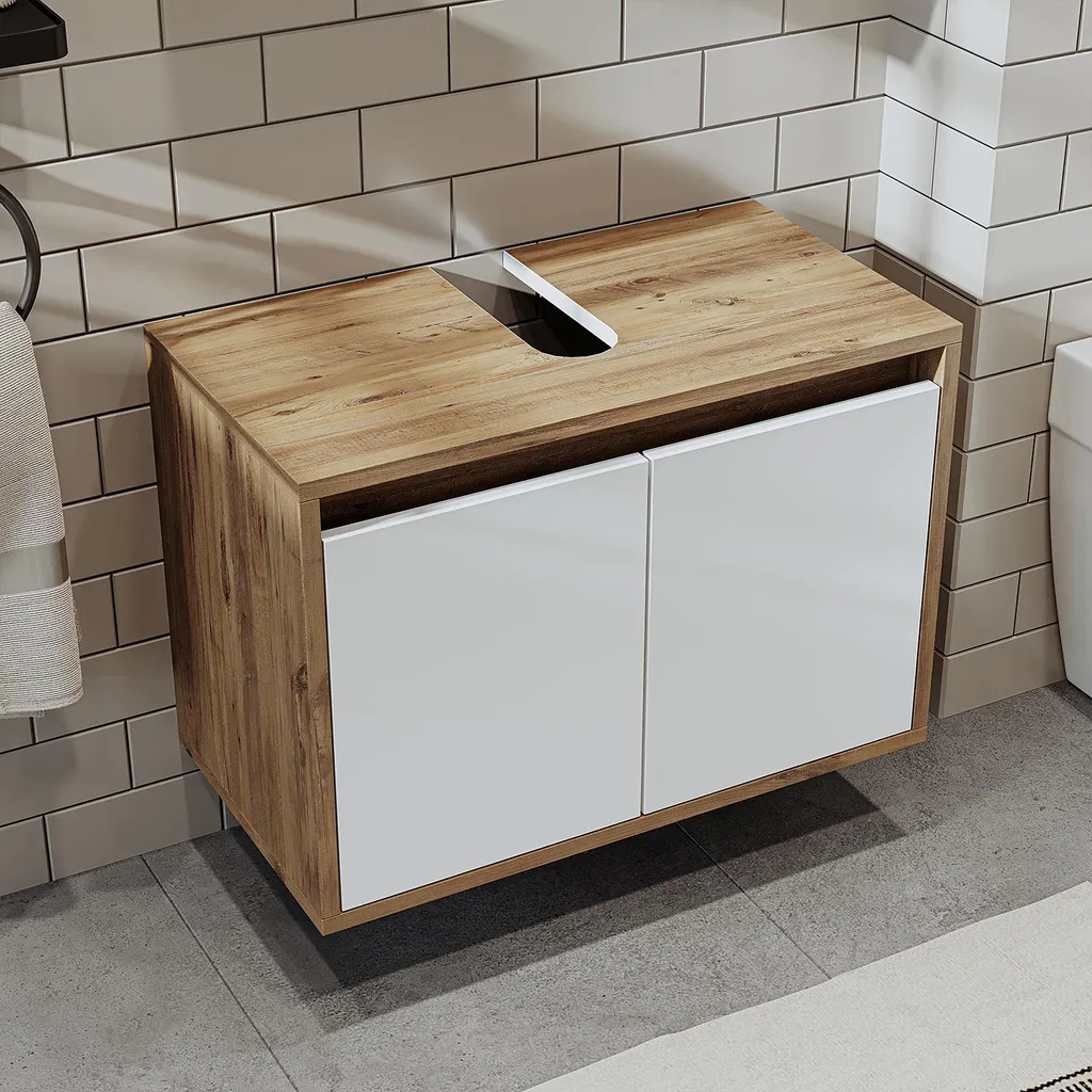 Meuble bas Roomart Melona-S1-65 chêne blanc pour salle de bains