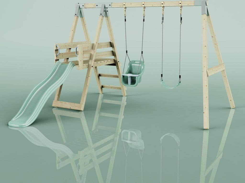 OutdoorToys Schaukel Pfau aus Holz in Grün Mintgrün