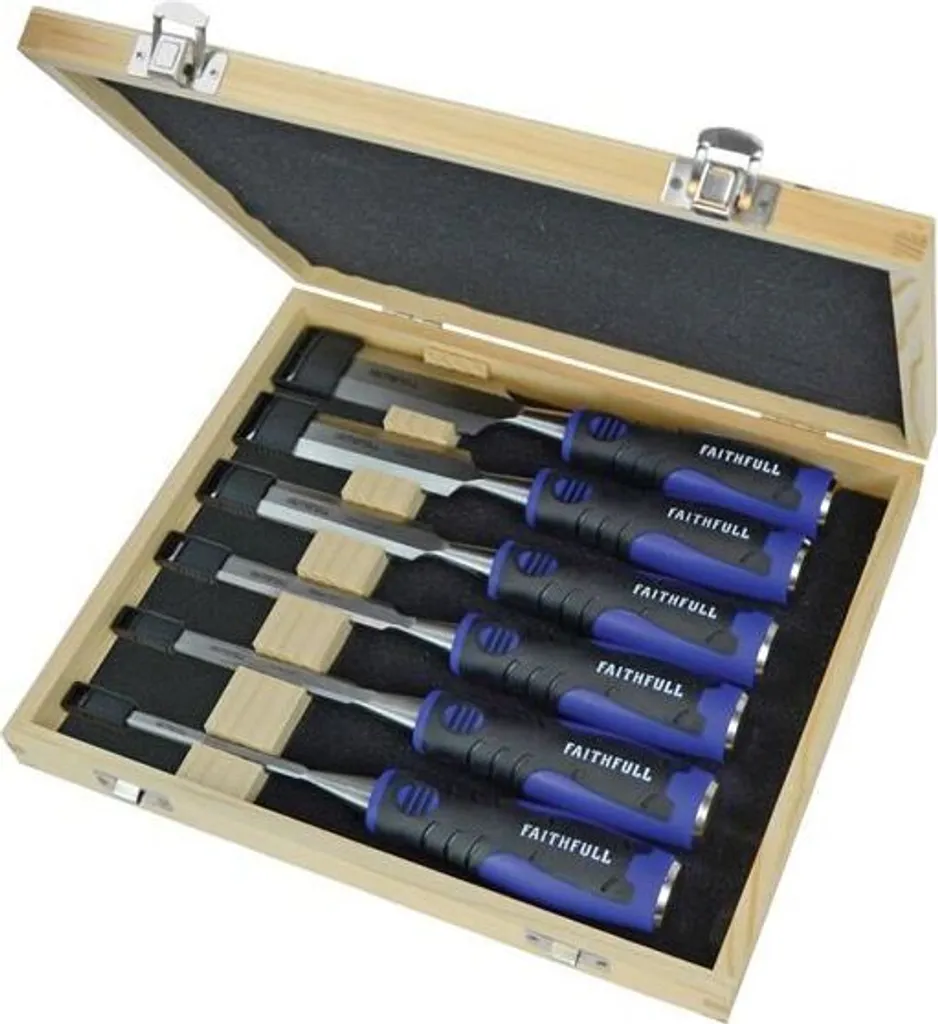 Jeu de 6 Burins de Maçon Ergonomiques Faithfull avec Étui de Protection