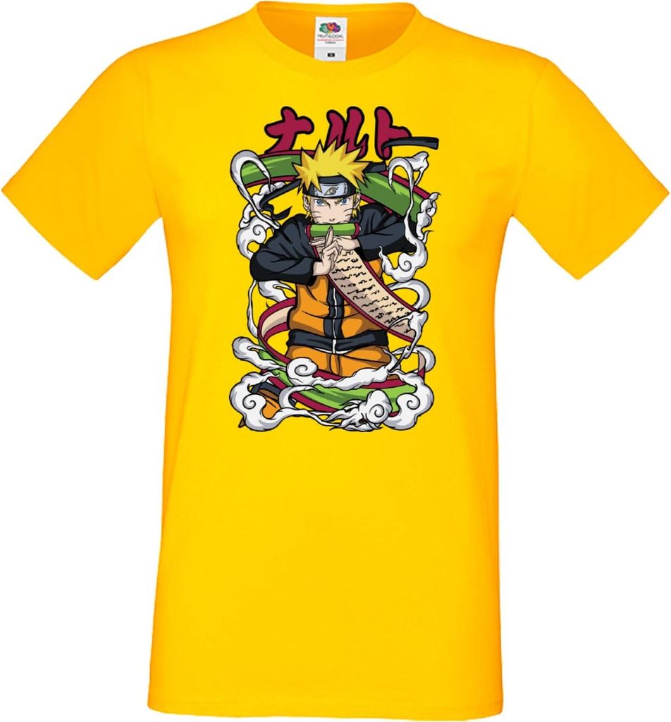Herren T-Shirt Japan Manga Animation Comics Naruto Toad Sage Var-008 Toad Form, Man XL / Gelb