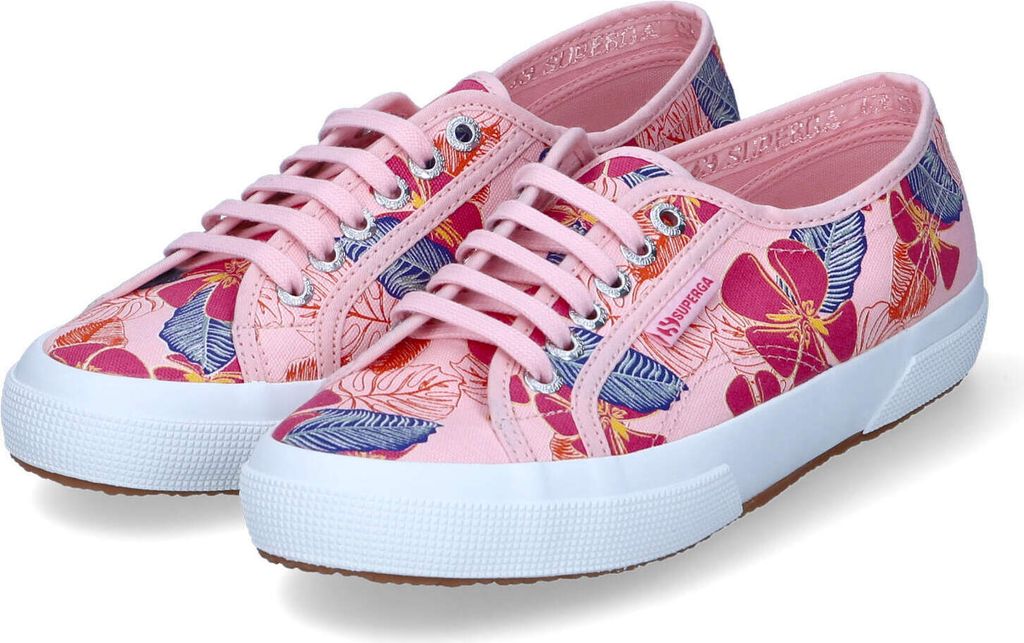 Superga Damen Low Sneaker/ Schnürschuhe HIBISCUS FLOWER Rosa Textil Größe: 37