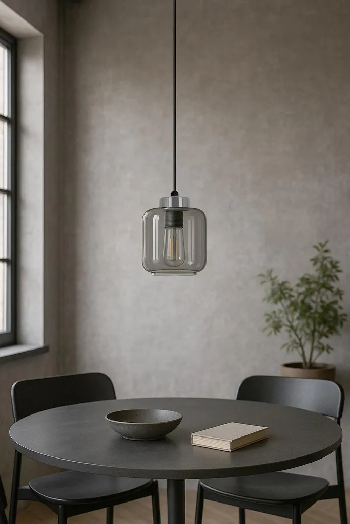 Luminaire Suspension Design en Verre Graphite - Lustre Moderne 80 cm