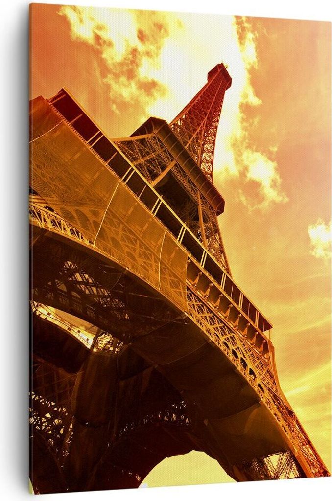 Bild auf Leinwand - Leinwandbild - Einteilig - Eiffelturm Paris Stadt Bau - 70x100cm - Wand Bild - Wanddeko - Wandbilder - Leinwanddruck - Wanddeko...