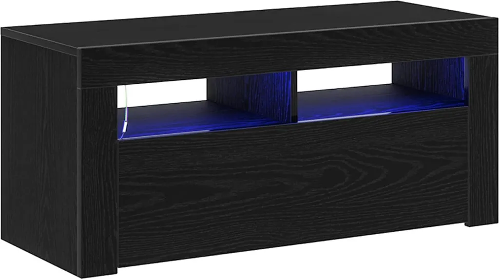 Mobile TV Legno Rovere Nero 90cm - Supporto TV Economico e Robusto