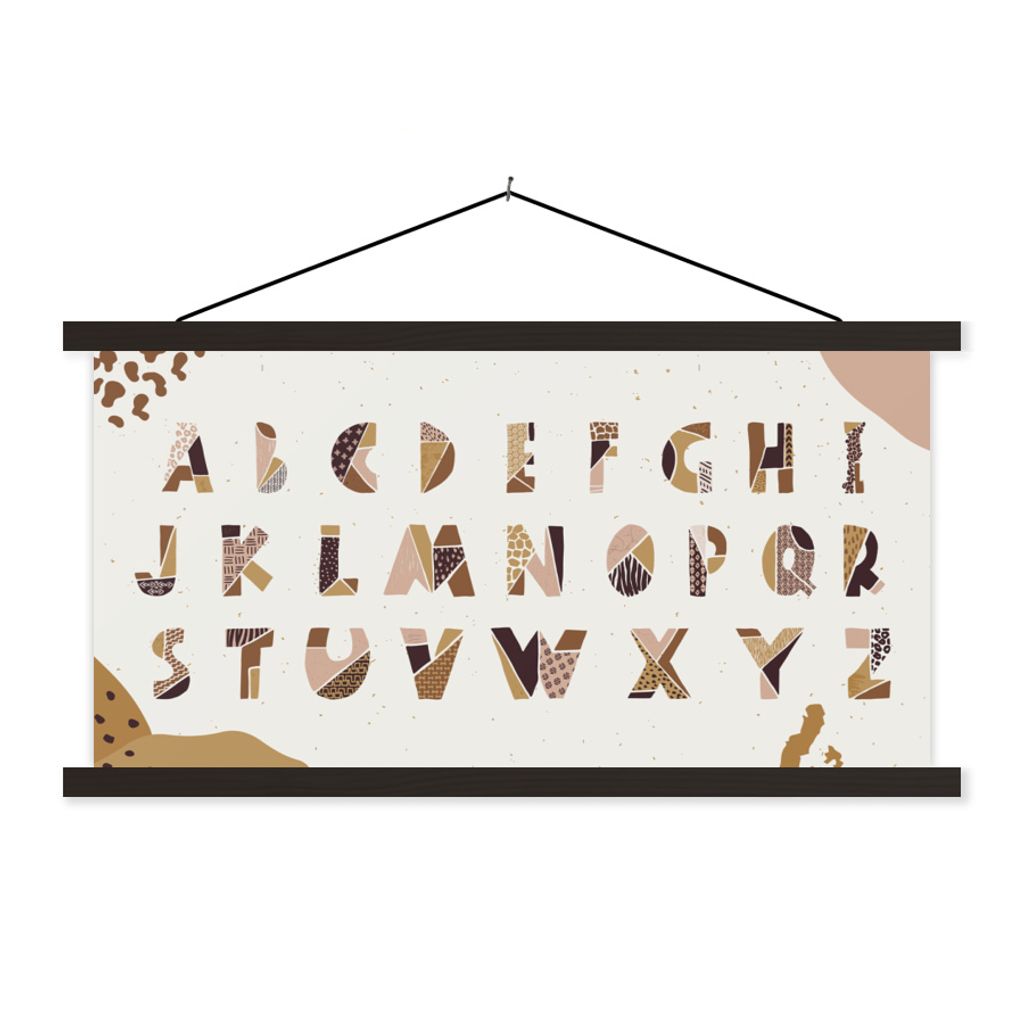 MuchoWow Textilposter Alphabet - Zitate - Kinder - Kinder - Baby 60x30 cm mit schwarzem Rahmen - Textilien