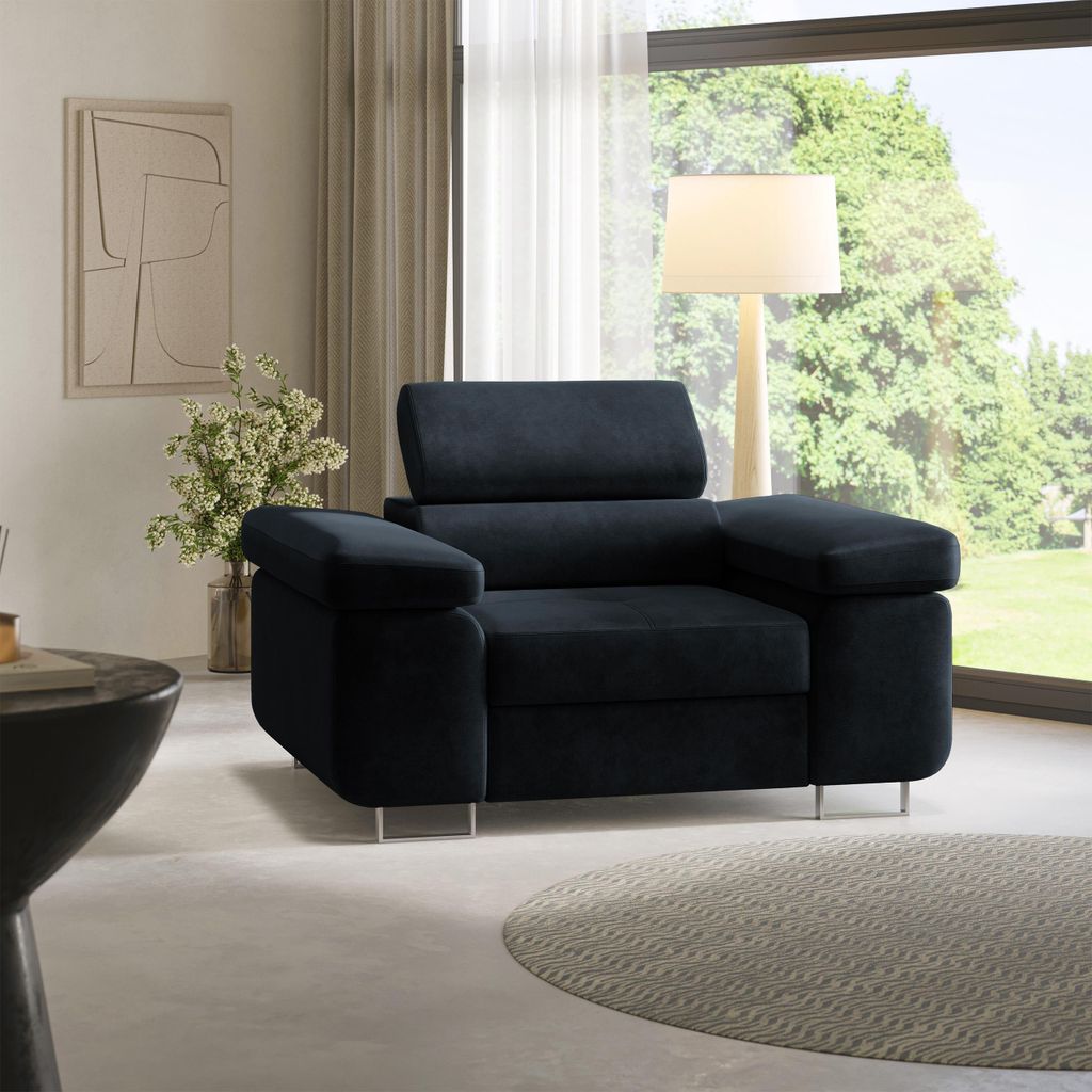 Masseno Polstersessel CALVO M, Loungesessel ergonomisch, Schwarz