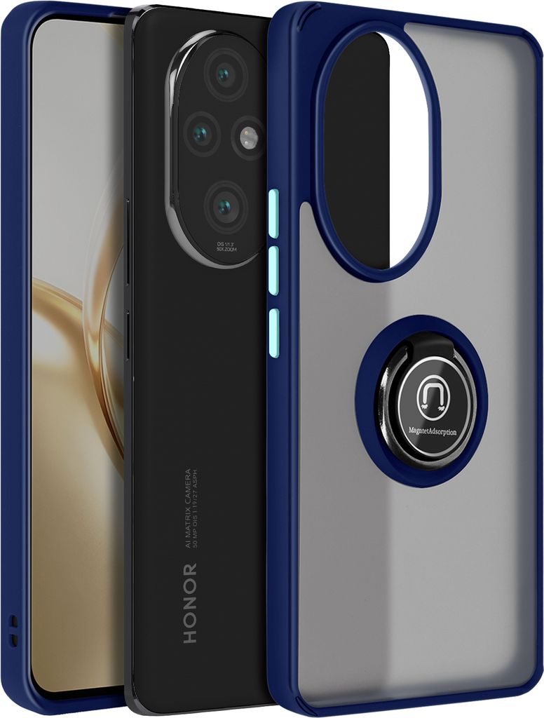 Avizar, Handyhülle für Honor 200 Pro Metallring, Video-Halterung, Dunkelblau