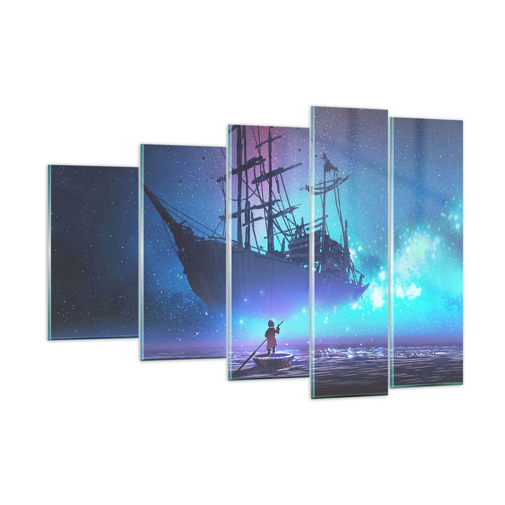 Bilder auf glas - Märchen Segelschiff - 150x100cm - Glasbilder - Wandbilder - Kunstdruck - zum Aufhängen bereit - Wanddekoration aus Glas - Glas ...