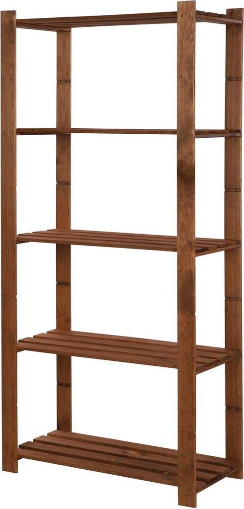 Holzregal PINEPEAK | HxBxT 170x80x38cm | 5 Fachboden | 1,2cm dickes Kiefernholz | Braun