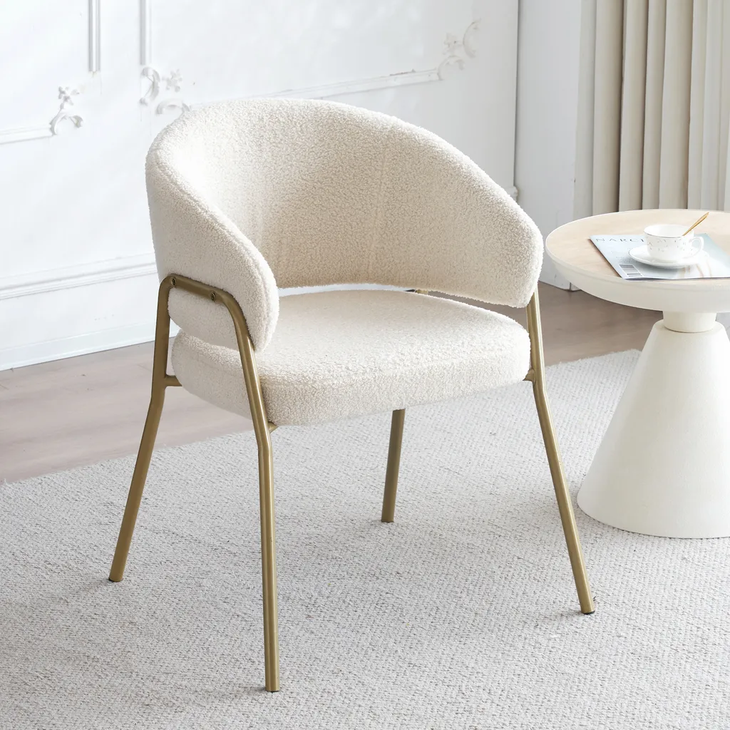 Sweiko Sedia Pranzo Oro e Bianca Velluto d'Agnello Design Moderno