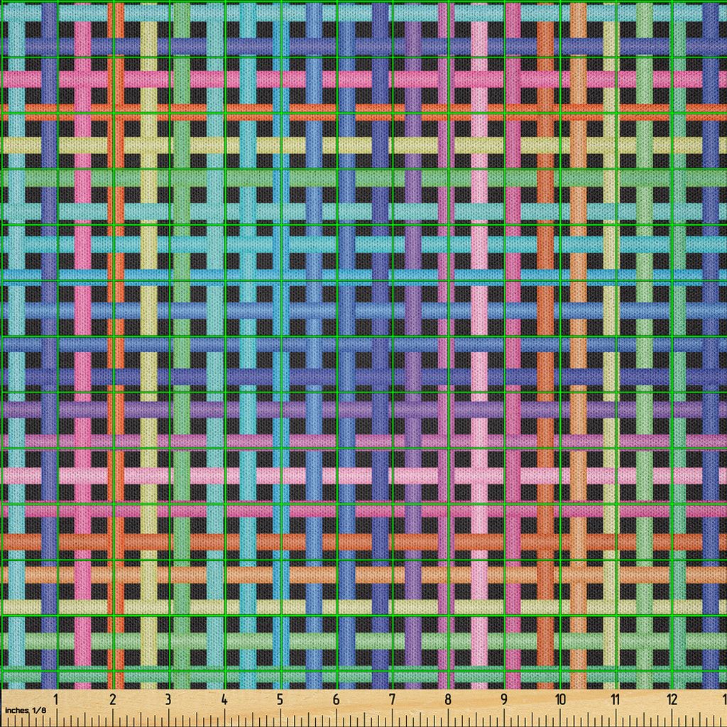 ABAKUHAUS Bunt Microfaser Stoff als Meterware , Illustration von gekreuzten Streifen strickte Musterzusammenfassung von Quadraten, 3 M (230 x 300 c...