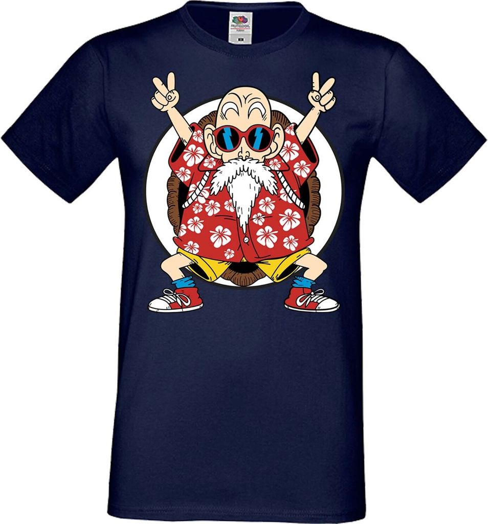 Herren T-Shirt Anime Manga Dragon Anime Manga Ball Z Master Roshi 02 Dbz Sensei, Man S / Dunkelblau