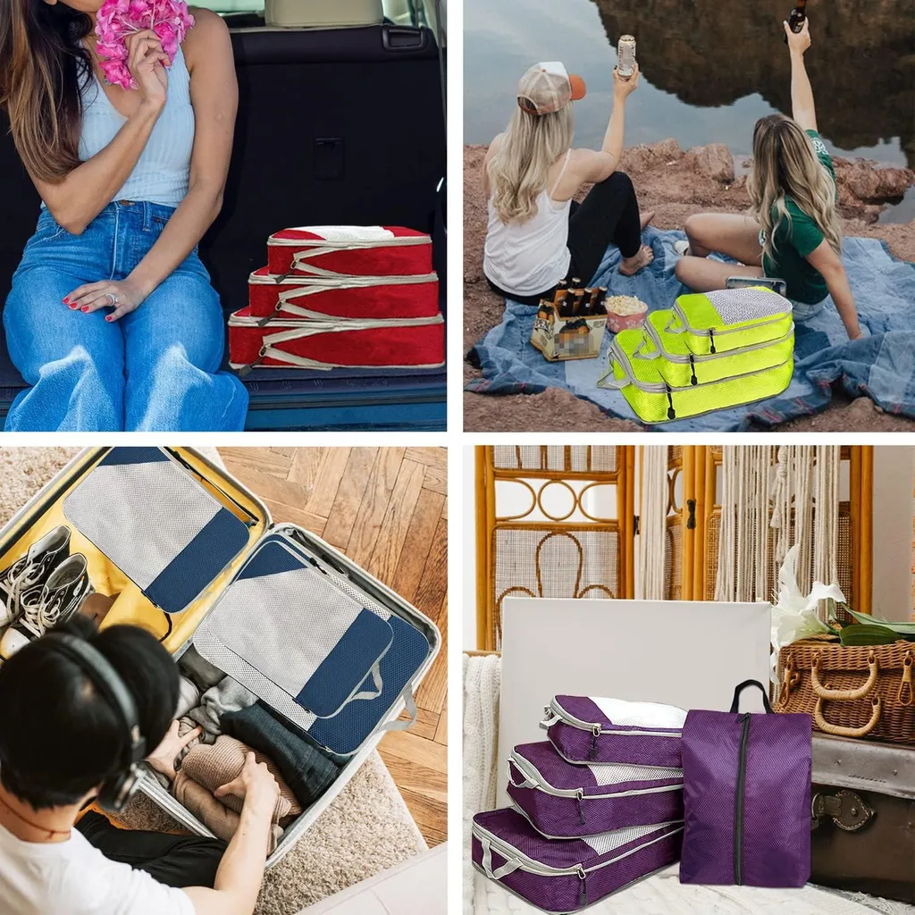 Organisateur de valise voyage : Packing cubes 4 pièces spécial vacances - 5