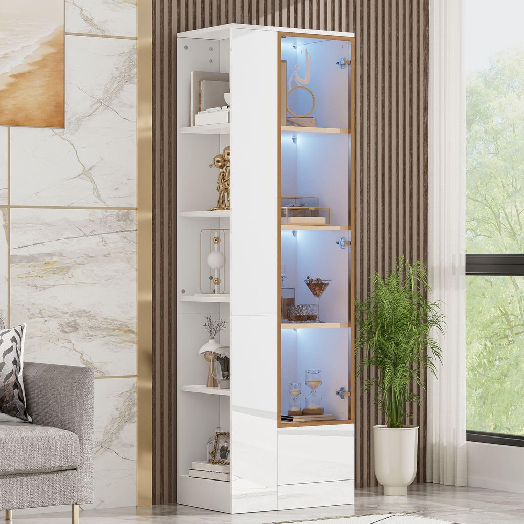 Merax Glasvitrine Sideboard, Vitrine mit Glastür und Produktbild 