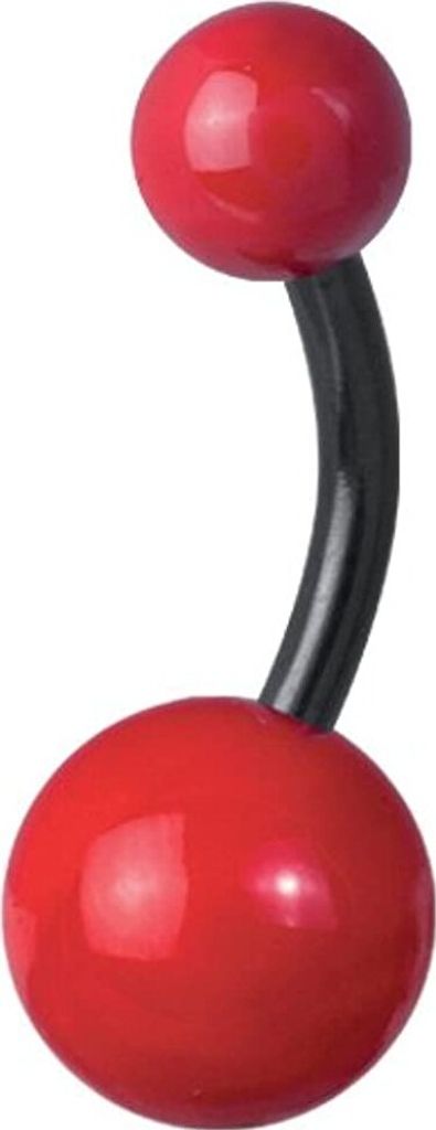 Bauchnabel Piercing Stahl Black 2 Enamel Kugeln 5/8mm Mit Roter Beschichtung BK-EBNB.RE - 8.0 Millimeter