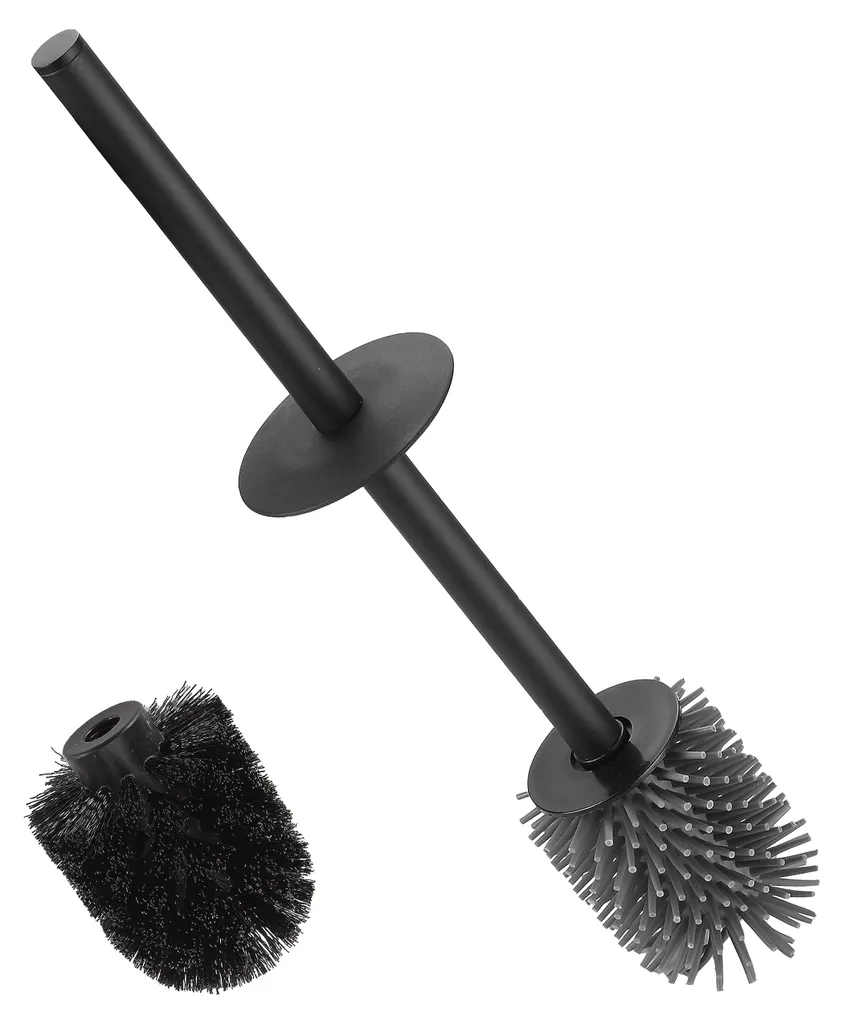 Brosse toilettes noire anti-bactérienne avec tête silicone et inox