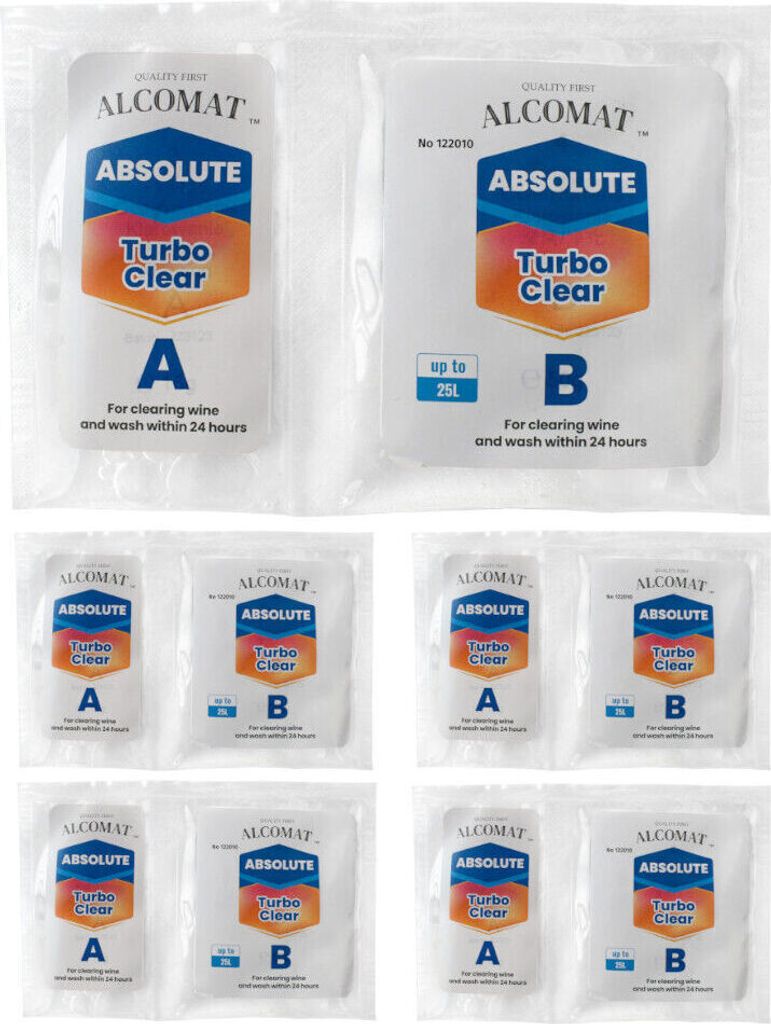 Alcomat ABSOLUTE Turbo Clear 24h für 25L| Klärmittel Schönung Alkohol |5 Stück