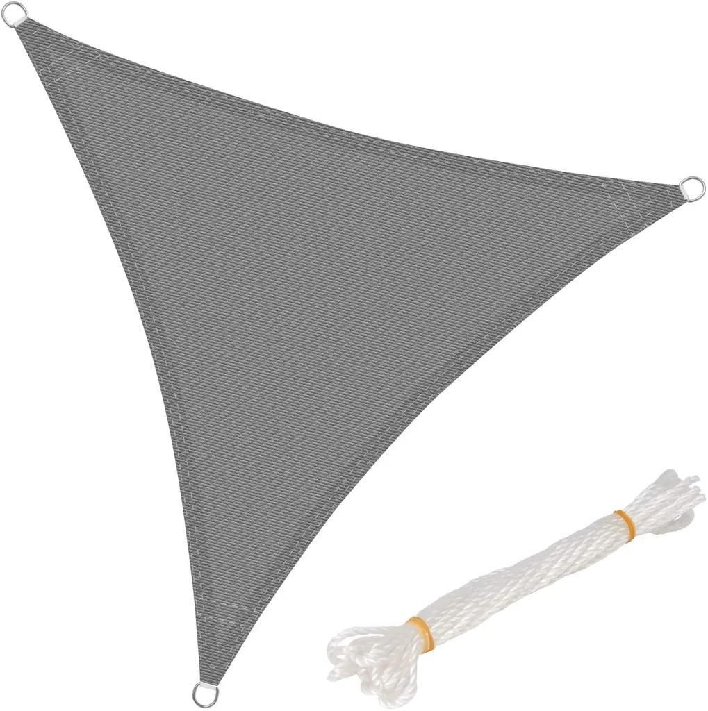 Markise, dreieckig, 3x3x3 m, grau, atmungsaktiv, Sonnenschutz, HDPE, Windschutz mit UV-Schutz für Garten, Terrasse, Camping